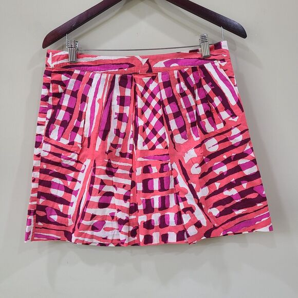 Anthropologie We Love Vera Multicolor Mini Skirt Size 4 Pink Geometric A-Line - Picture 1 of 8